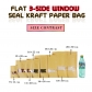 5 pcs 3-side Seal Food Grade Ziplock Brown Kraft Paper Bag Snack Pouches with Clear Window